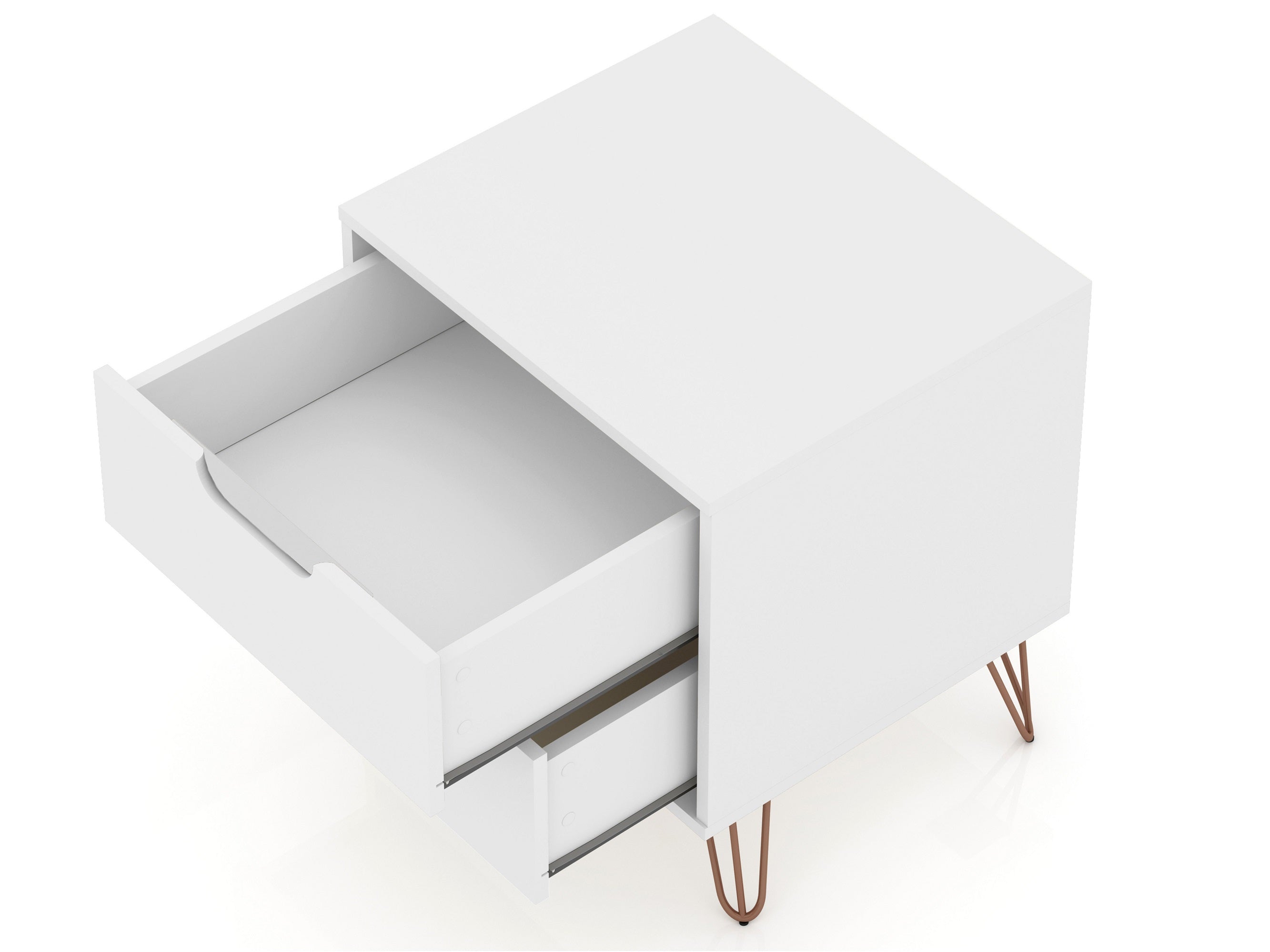 Alt View 2. Manhattan Comfort - Rockefeller Mid-Century Modern 20" Nightstand - Set of 2 - White.
