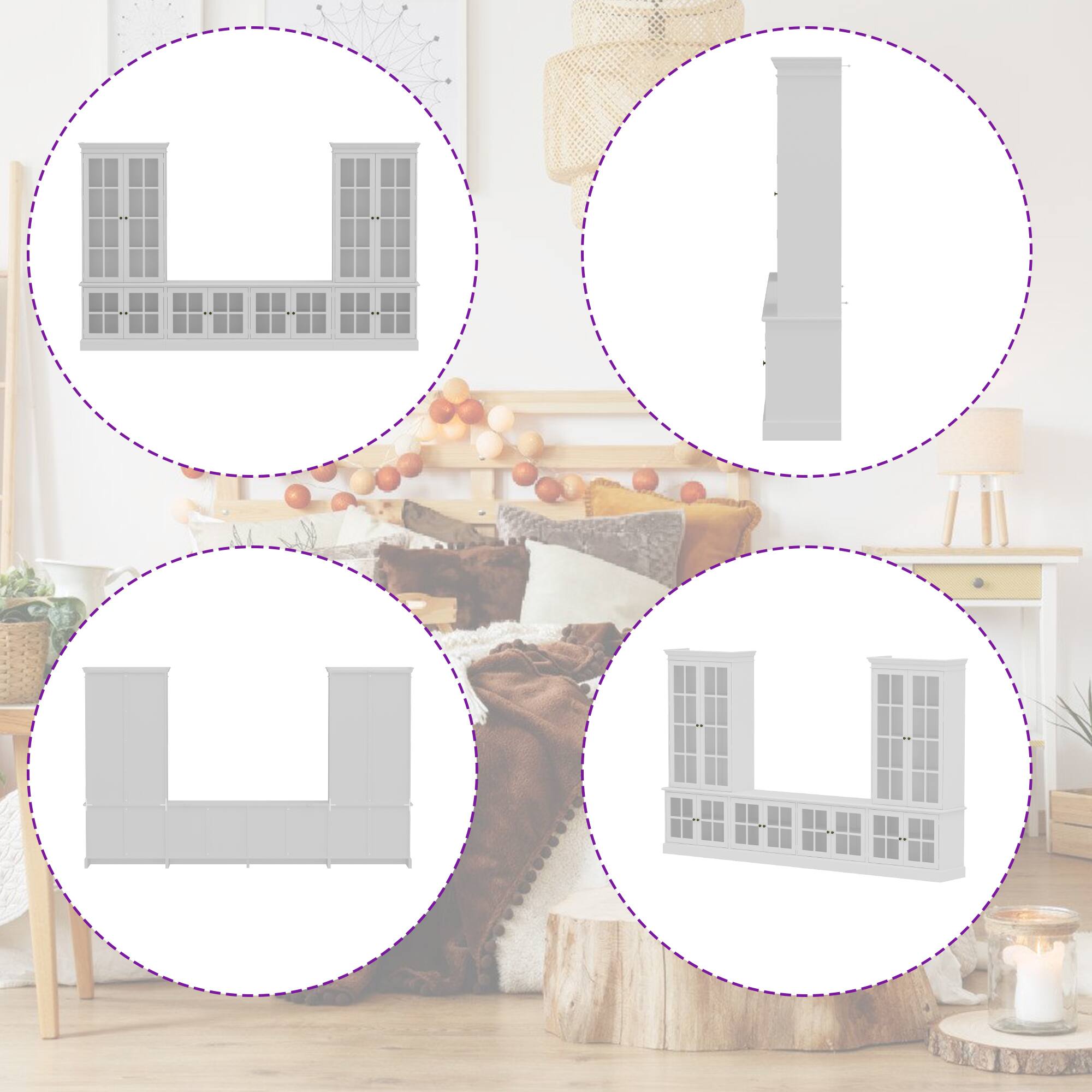 Alt View 7. Famapy - Famapy Large Glass - Door Display Cabinet Set for Living Room & Dining Area - White.