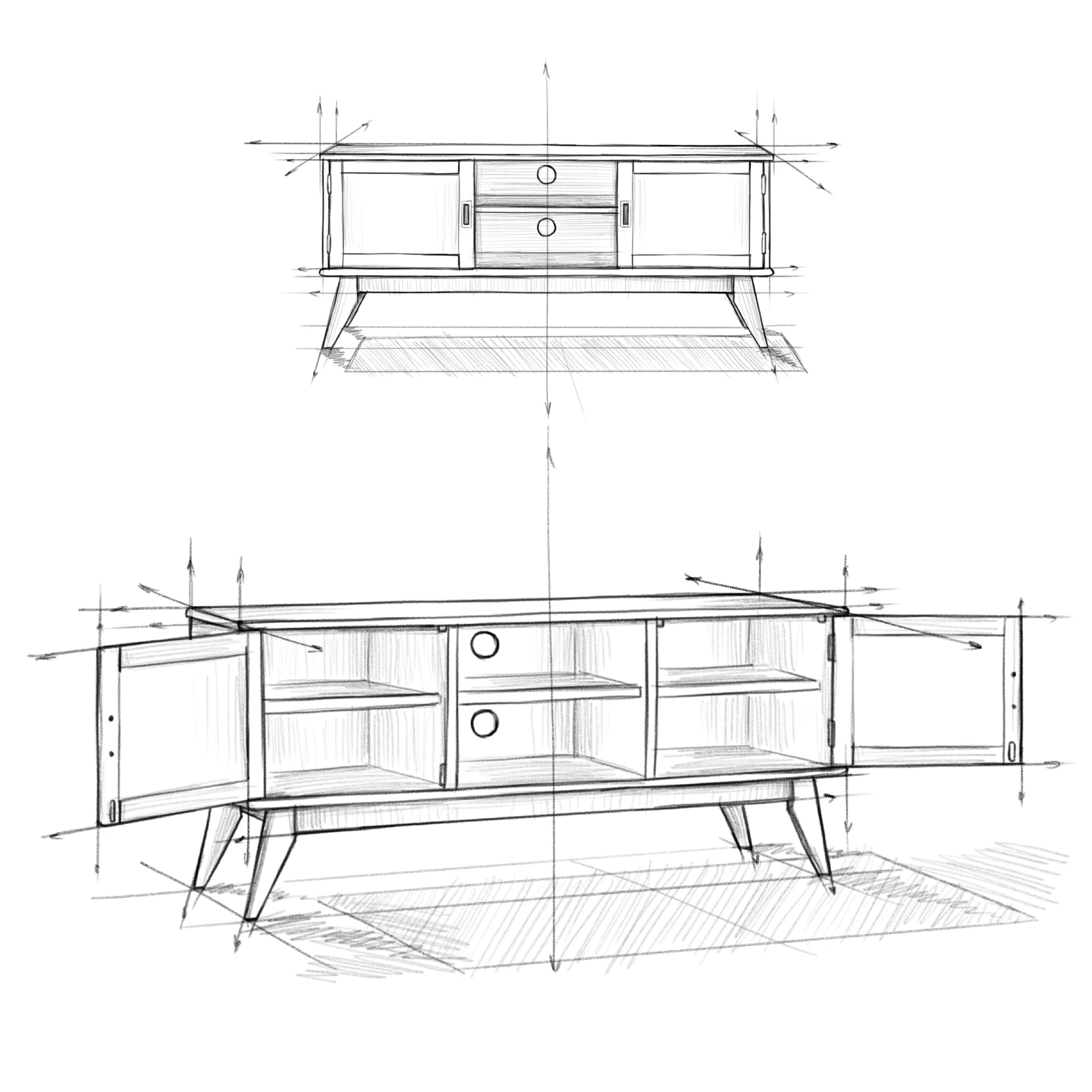 Alt View 8. Simpli Home - Draper 60W Low TV Stand with Doors and Shelves - Teak Brown.