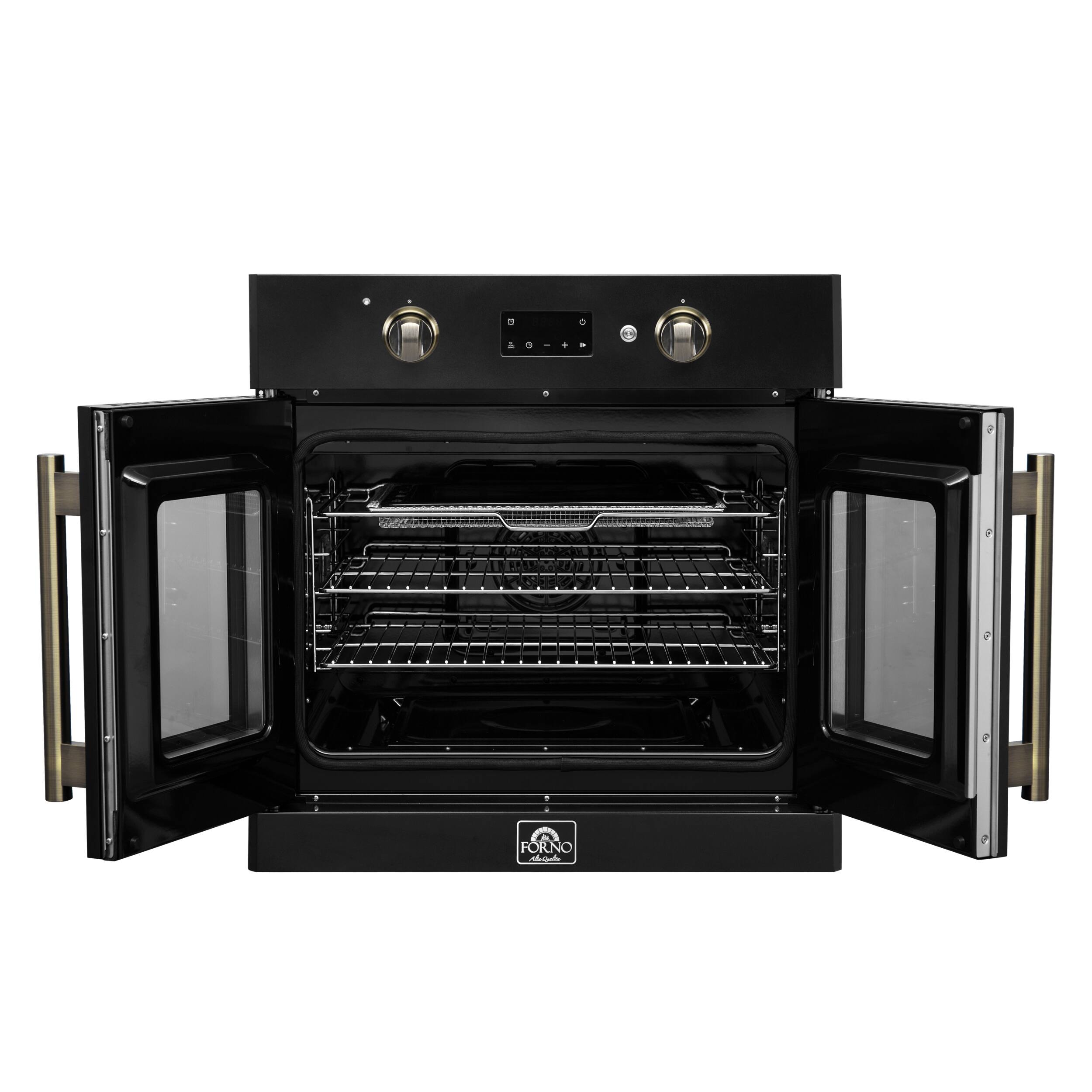 Alt View 1. Forno Appliances - Asti 3.68 Cu. Ft. Electric True Convection Wall Oven with French Doors - Black.