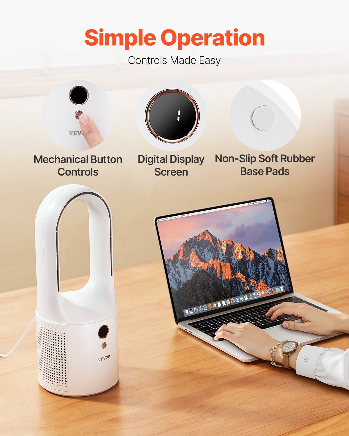 Simple Operation  
Controls Made Easy  

Mechanical Button Controls  
Digital Display Screen  
Non-Slip Soft Rubber Base Pads  

VEVOR