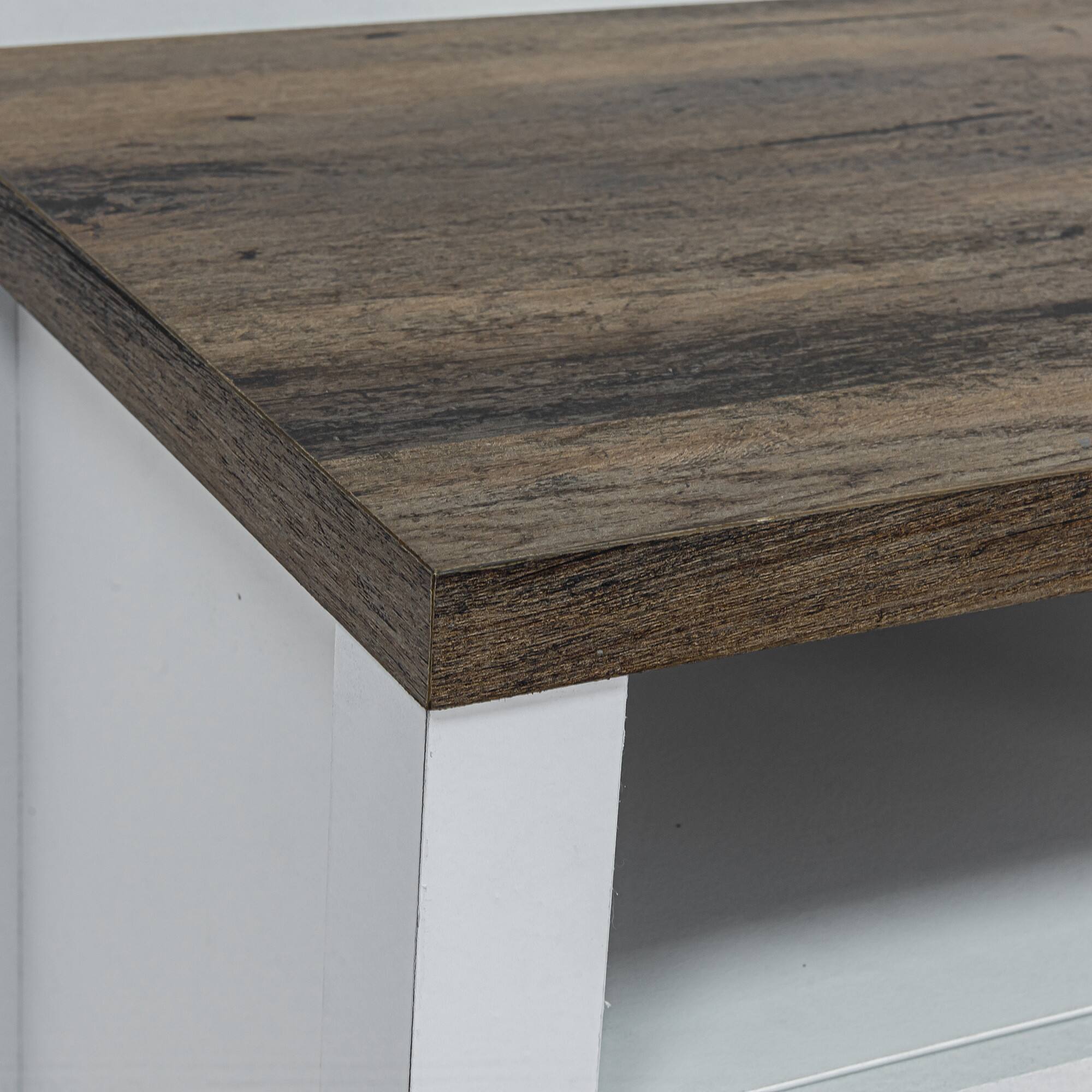Alt View 5. Ihomeadore - Farmhouse Barn Door Nightstand Bedside Table with Adjustable Shelves - White and Brown.