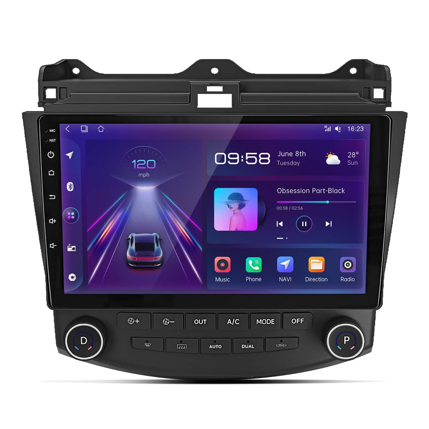 Junsun - 4+64G Android15 Carplay Stereo Radio GPS Navi WIFI FM For Honda Accord 2003-2007 - Black