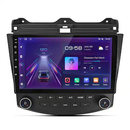 MIC ail 16:23 NST 120 mph
June 8th 09:58 Tuesday 28 Sun
Obsession Part-Black 00:58 - 02:56
I Music Phone NAVI Direction Radio
+ 22 Y OUT A/C MODE OFF 44 AUTO DUAL P