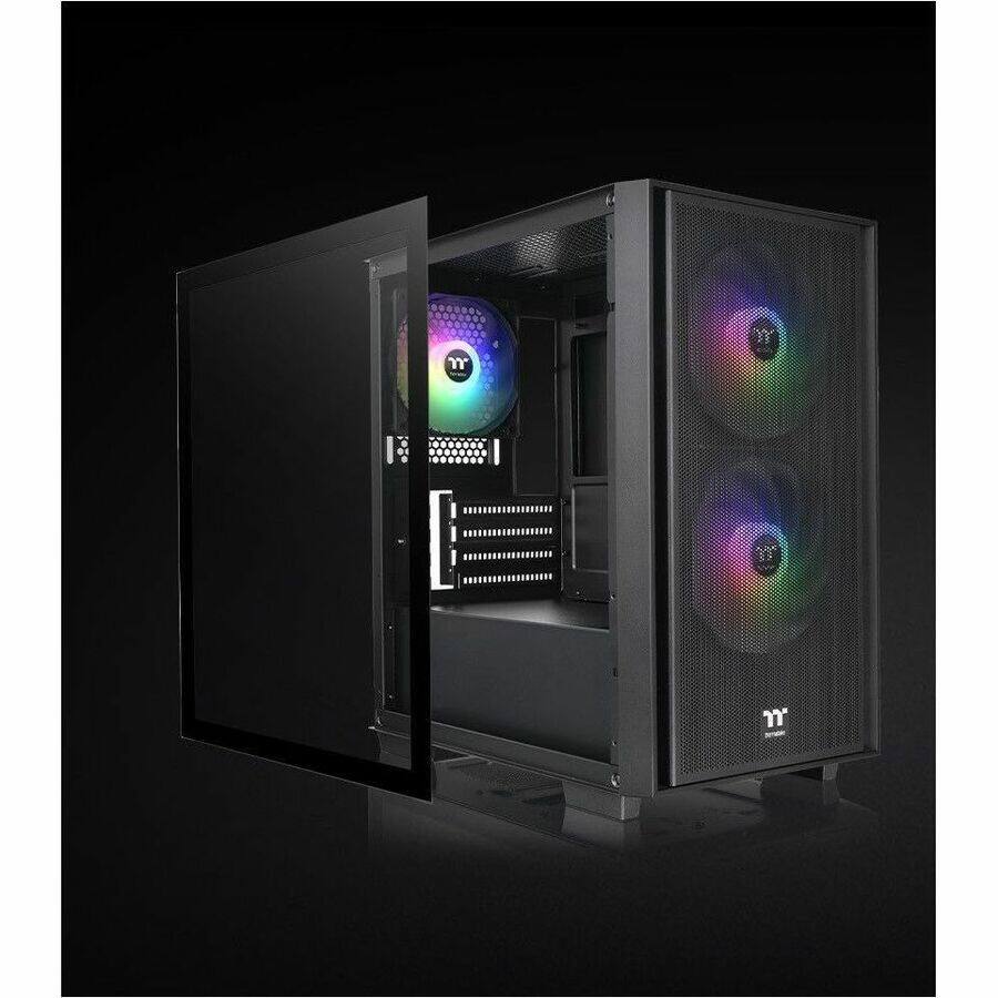 Alt View 8. Thermaltake - Thermaltake Versa H16 TG ARGB Micro Tower Chassis - Micro Tower - Black - Mesh, Tempered Glass, SPCC - 3 ? 120mm Fan(s) - Black.