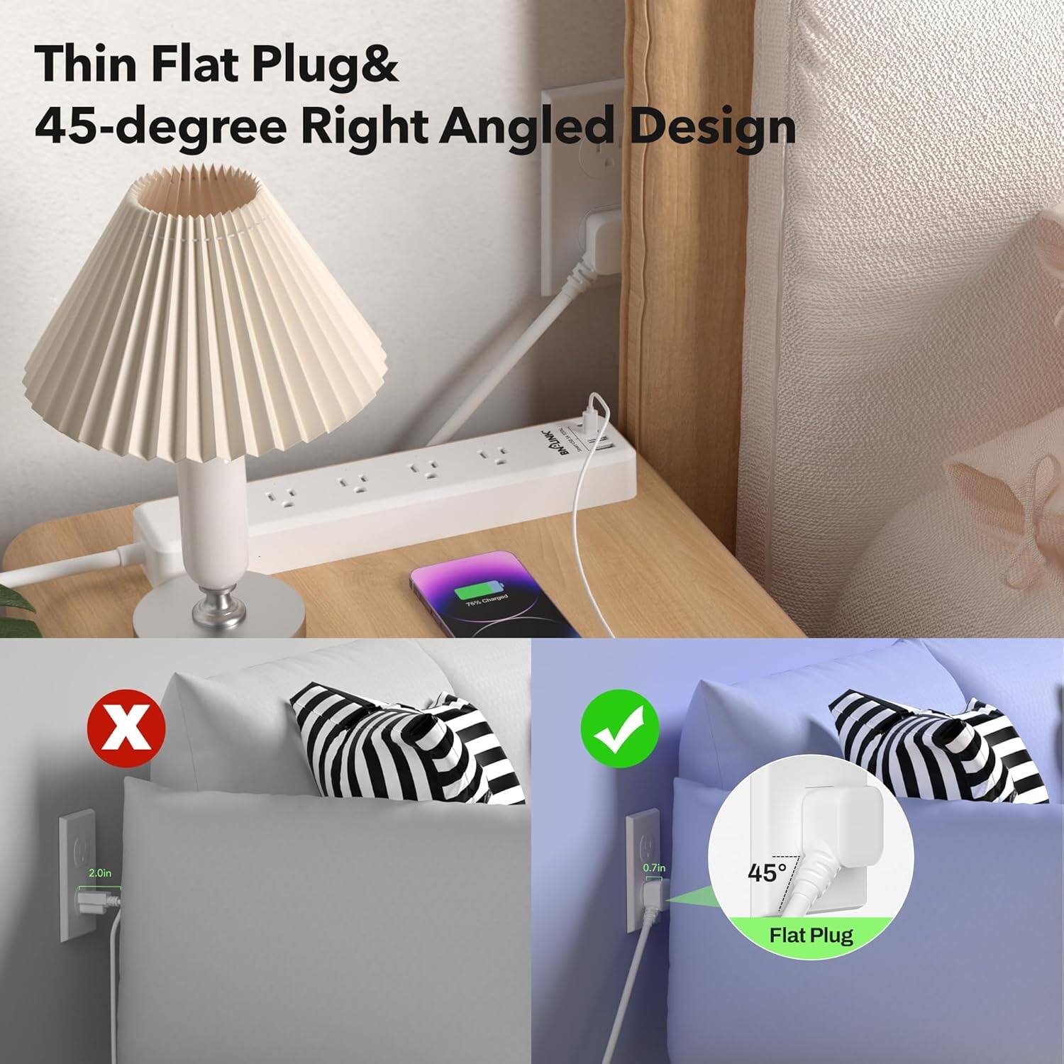 Thin Flat Plug & 45-degree Right Angled Design

2.0in x 0.7in

45-degree Flat Plug