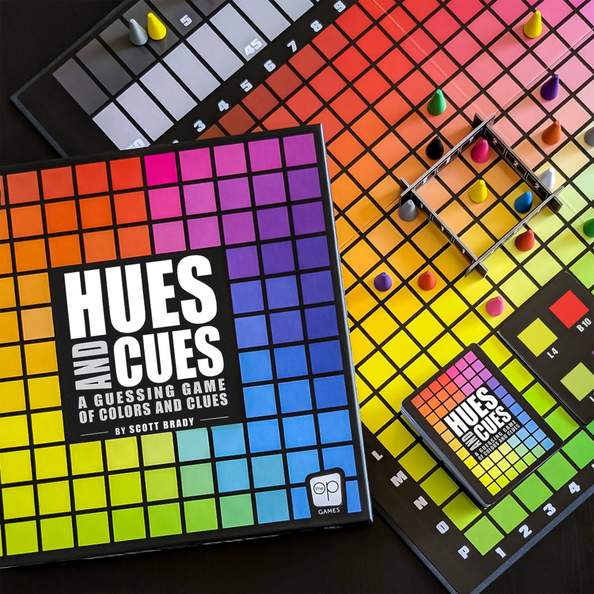 Hues and Cues is a guessing game of colors and clues. It is designed by Scott Brady and published by Games By Bryan. The game is a blessing of colors and clues, making it a fun and engaging activity for players. The game is available in a small and large version, with the small version being a miniature version of the large one. The large version is a boxed game, while the small version is a compact version that can be easily carried around. The game is suitable for players of all ages and can be enjoyed by individuals or groups.