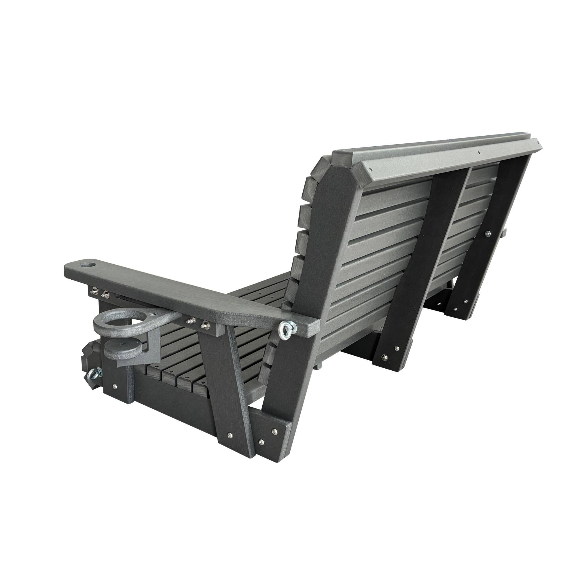 Back. Fortune Candy - HDPE Porch Swing with Ergonomic Design, Ultra Weather-Resistant, Heavy Duty 1200 LBS, for Outdoor Patio Garden Yard - Gray.