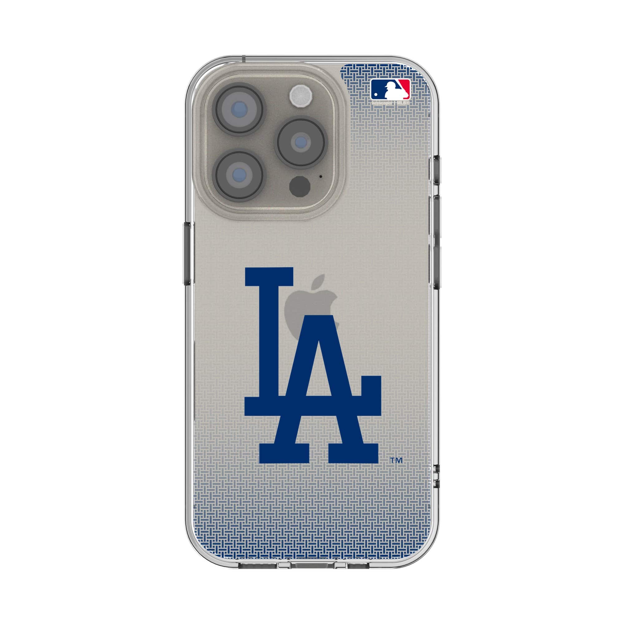 Front. Keyscaper - Los Angeles Dodgers Linen Logo iPhone Clear Case - 16e - Multicolor.