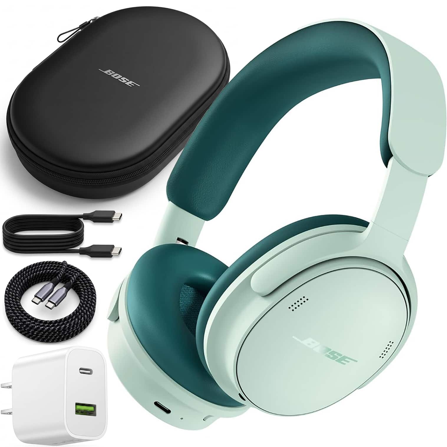 Bundle - Bose - QuietComfort Headphones 2nd Gen Over-Ear Wireless Power - Dewdrop Mint