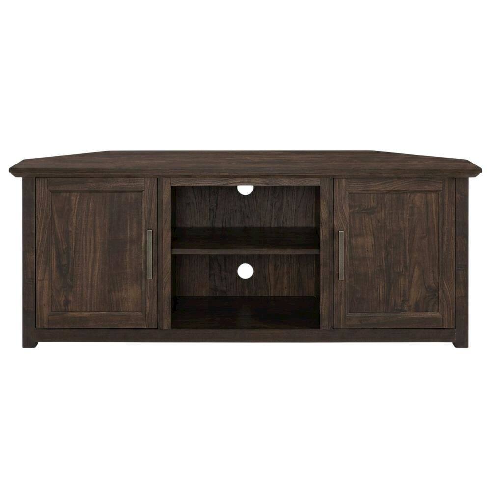 Alt View 3. FurniFact - Corner TV Stand for 65+ Inch TVs in Black Wood Finish with Storage - Gray.