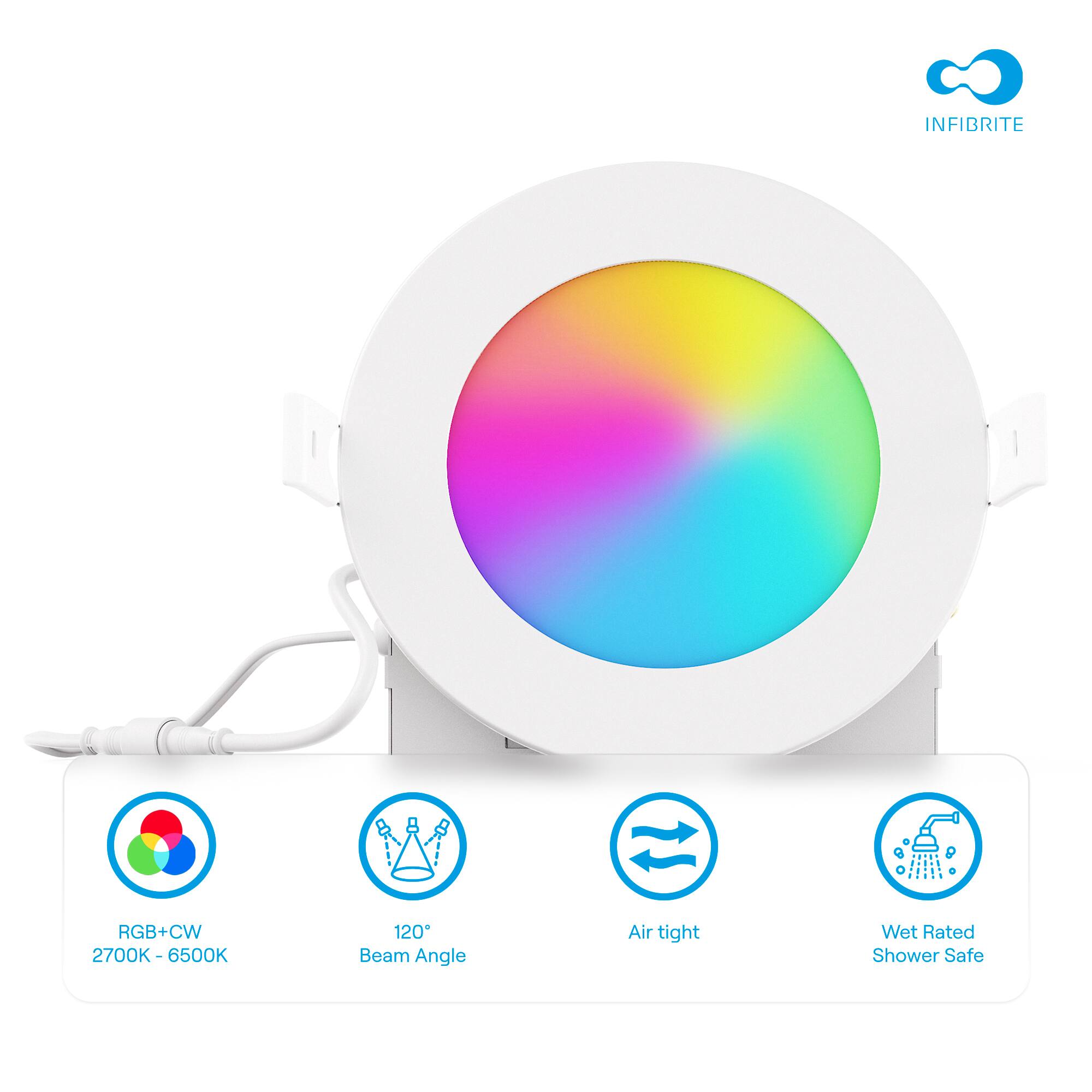INFIBRITE RGB+CW 2700K- 6500K, 120° Beam Angle, Air tight, Wet Rated Shower Safe