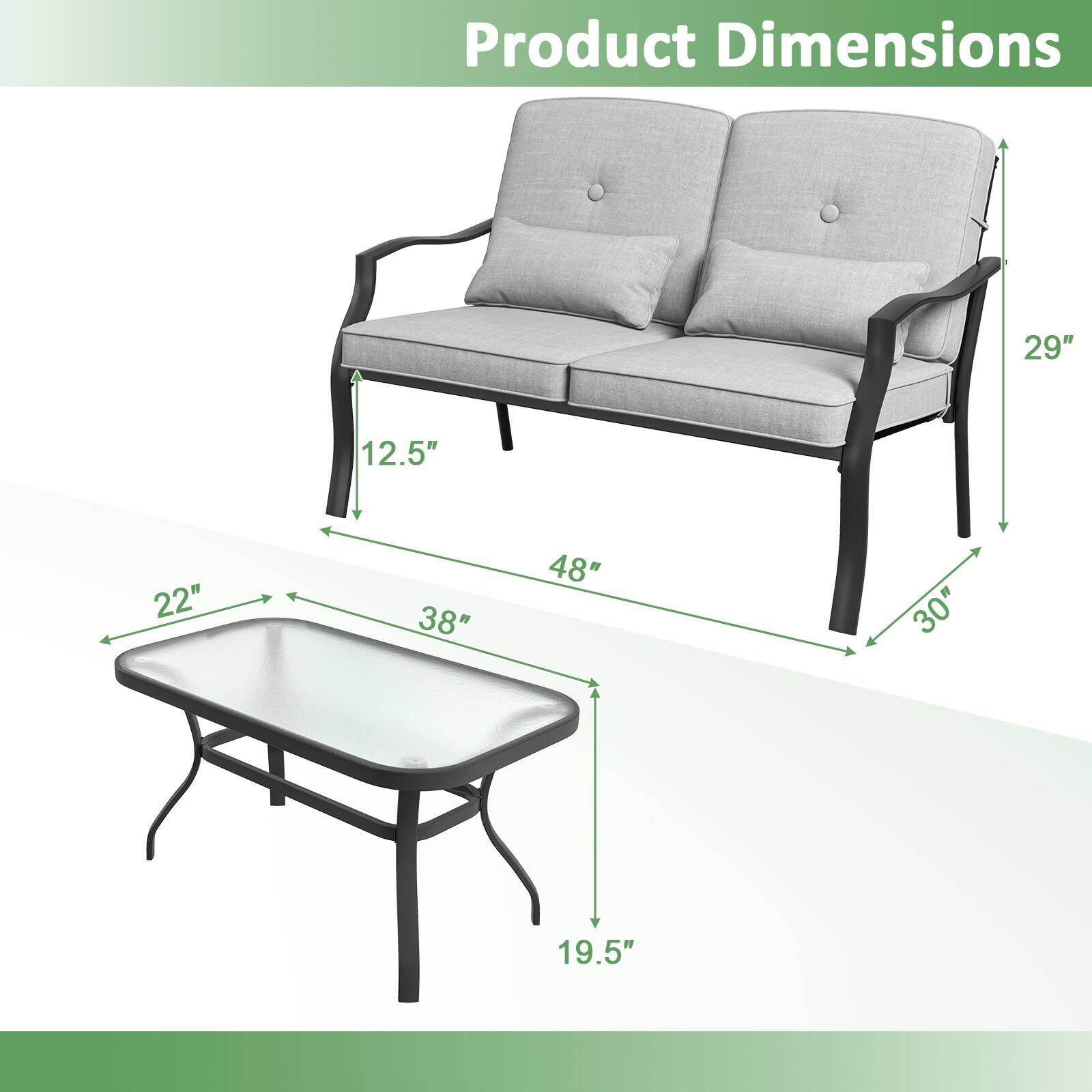 Product Dimensions: 29" x 12.5" x 22" x 38" x 48" x 30" x 19.5".