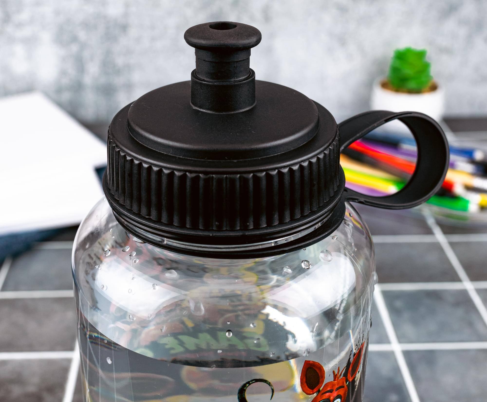 Alt View 5. Silver Buffalo - Five Nights At Freddy's "Game Over" Sports Water Bottle | Holds 40 Ounces - Black.