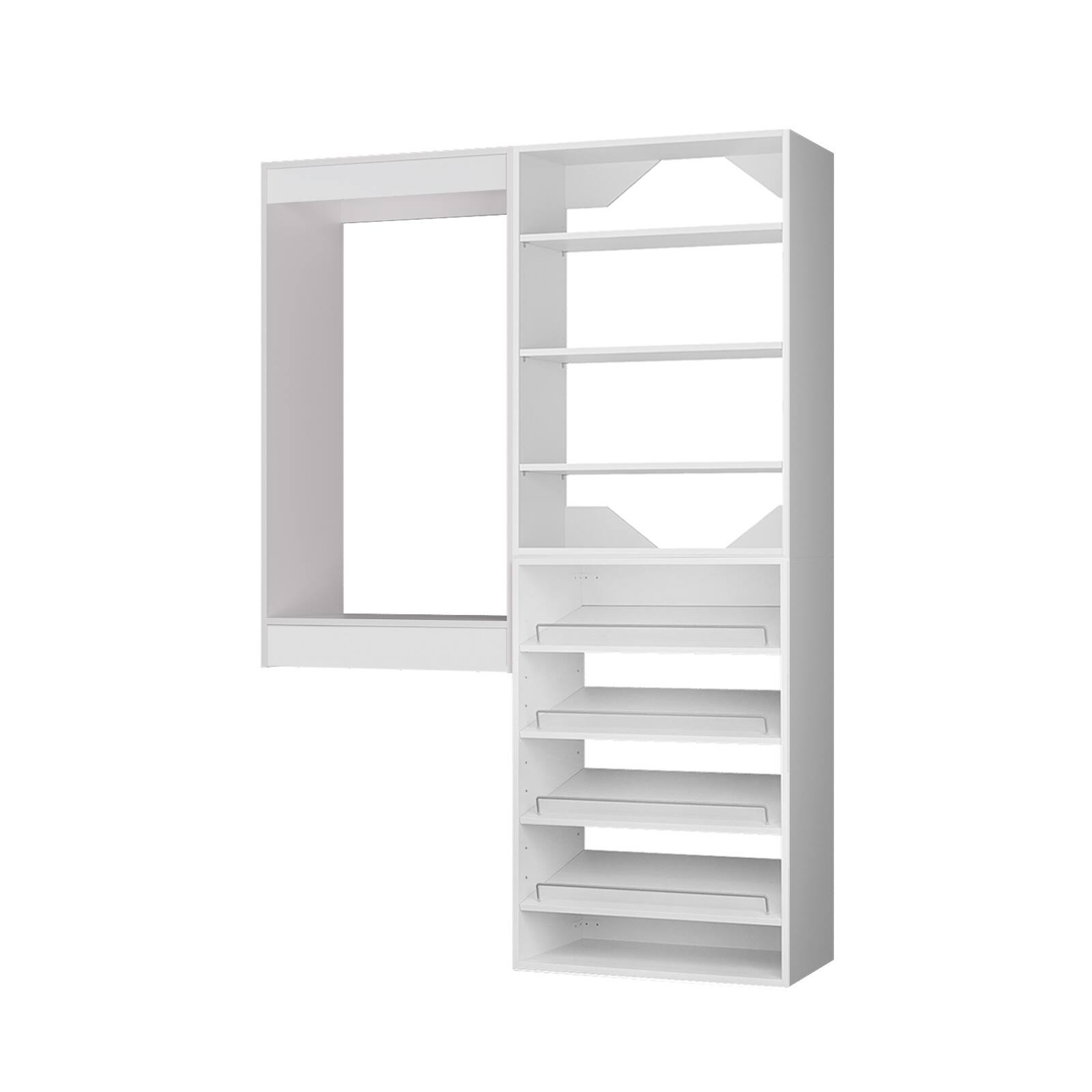 Left. Roomtec - Roomtec 40 in White Modular Closet System Unit-Customizable Wall Mounted Walk-In Closets for Bedroom or Walk-in Closet - White.