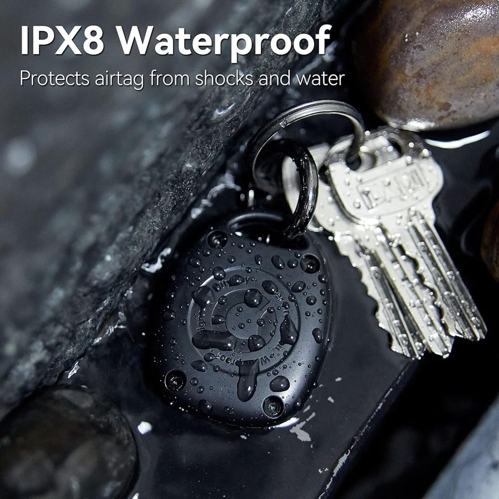 RTMB - 4-Pack AirTag Keychain Holder, IPX8 Waterproof, Compact, Black/Blue - color: Black, Blue Size: 2 Black/2 Blue