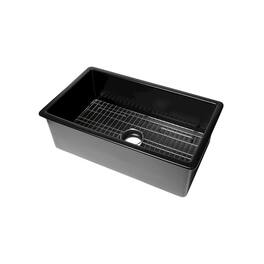 Alfi - brand 32 x 19 Fireclay Single Bowl Undermount / Drop In Kitchen Sink with Grid - Black