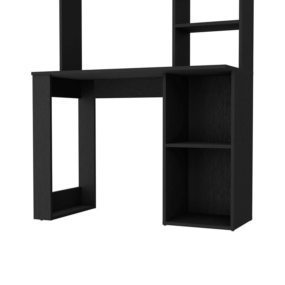 Alt View 2. APRILSOUL - Carroll Computer Desk with Hutch and Storage Shelves - Black.