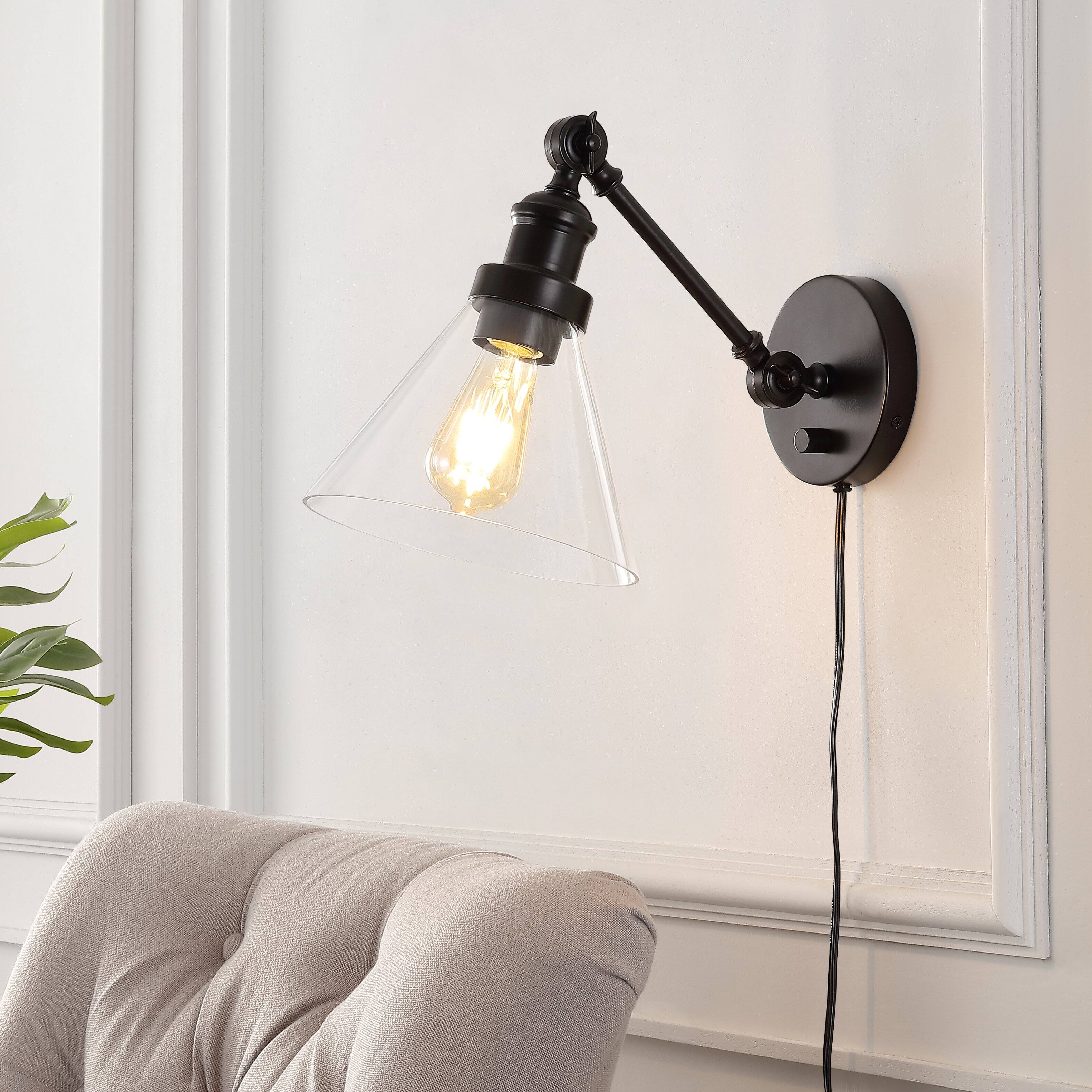 Alt View 1. Jonathan Y - Cowie 8" Iron/Glass Adjustable LED Wall Sconce, Oil Rubbed Bronze - Oil Rubbed Bronze.