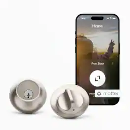 Level - Lock (Matter) – World's Smallest, Most Beautifully Designed Matter-Over-Thread Smart Lock - Works with Apple Home - Satin Nickel