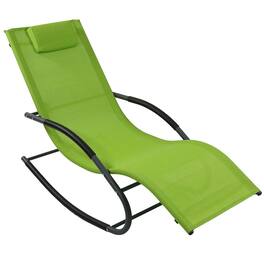 Hivvago - Modern Rocking Chaise Lounge Chair Patio Lounger with Pillow - Green