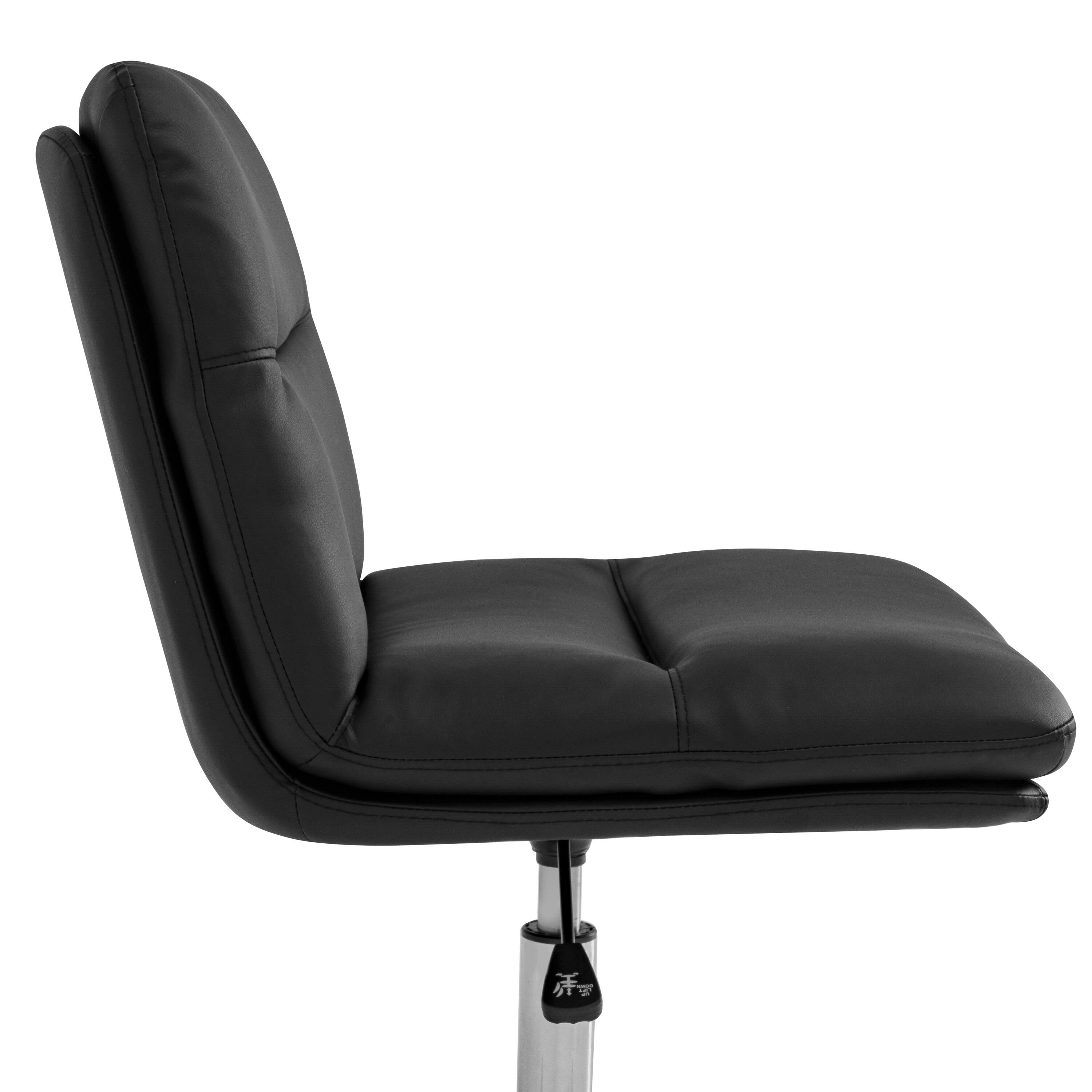 Alt View 9. Emma + Oliver - Mid-Back Swivel Office Chair with Padded Upholstery & Sturdy Frame - Black Faux Leather/Chrome Frame.