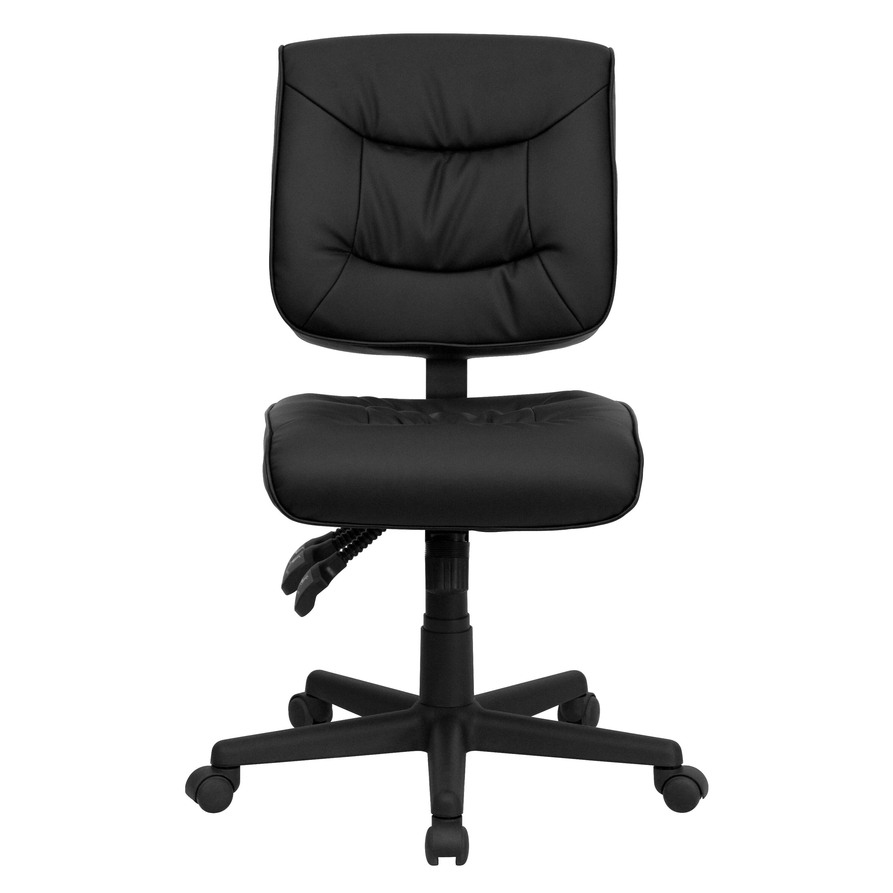 Alt View 7. Emma + Oliver - Mid-Back Leather Multifunction Swivel Ergonomic Task Office Chair - Black.