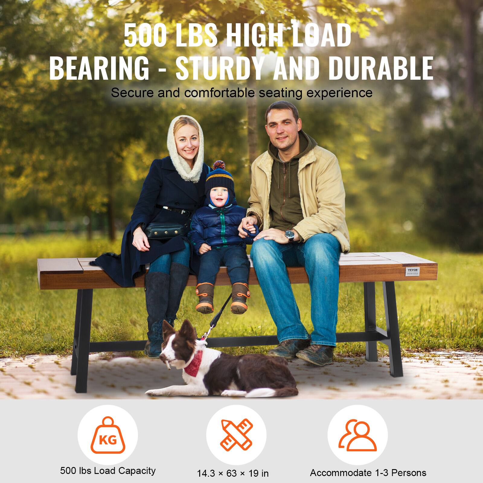 500 LBS HIGH LOAD BEARING - STURDY AND DURABLE
Secure and comfortable seating experience
KG 500 lbs Load Capacity
14.3 x 63 x 19 in
Accommodate 1-3 Persons