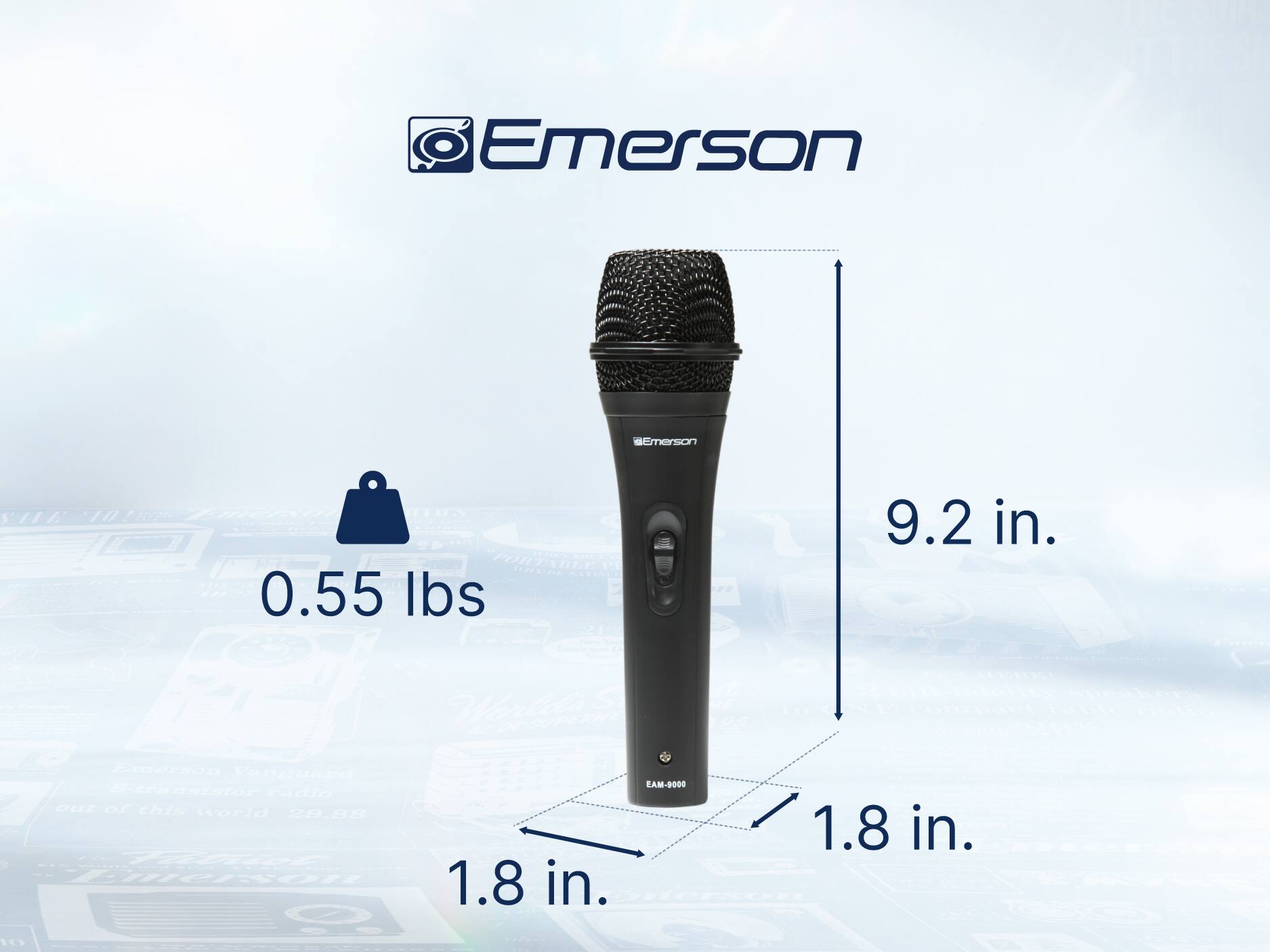 Emerson, 0.55 lbs, 9.2 in., 1.8 in., 1.8 in., EAM-9000