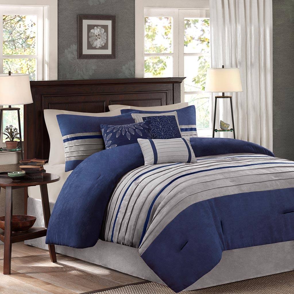 Alt View 4. Gracie Mills - Gracie Mills Bryony 7-Piece Microsuede Comforter Set - Blue.