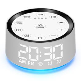 Dazzed Corner - Dual Alarm Clock, White Noise Machine, Night Light - Gray