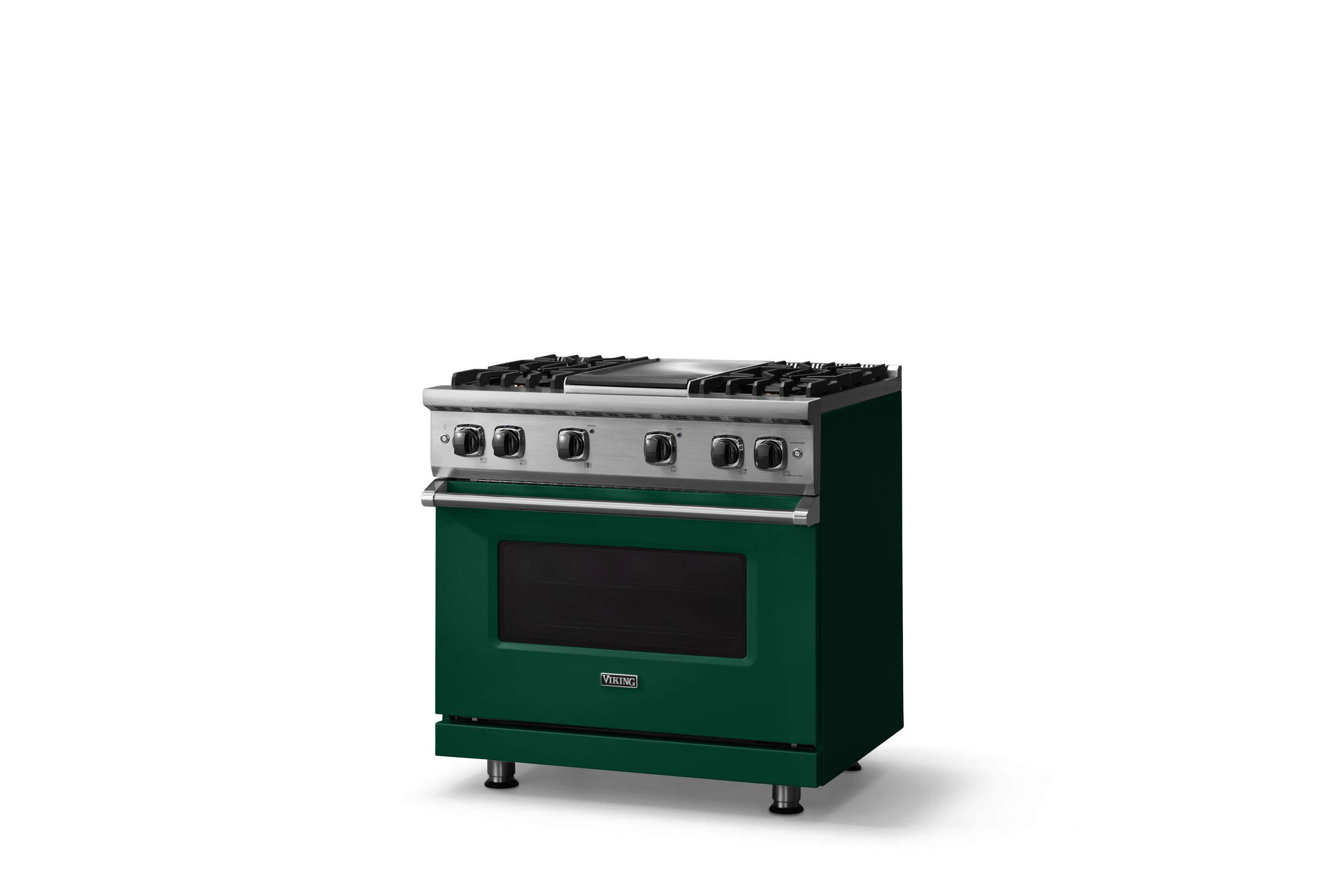 Angle. Viking - 5.1 Cu. Ft. 36"W Freestanding LP Gas Sealed 4 Burner Range with Griddle - Ivy.