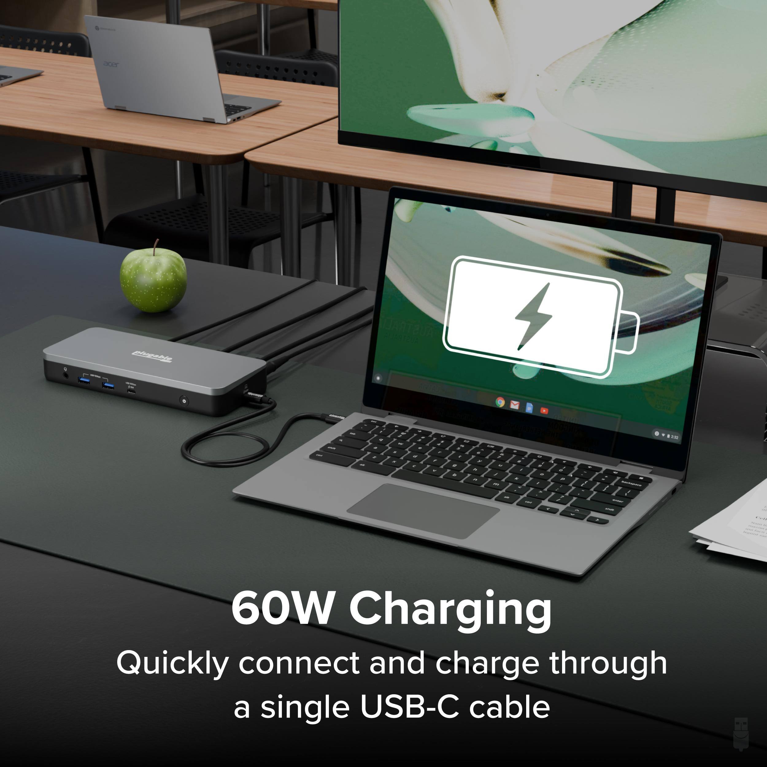 60W Charging  
Quickly connect and charge through a single USB-C cable