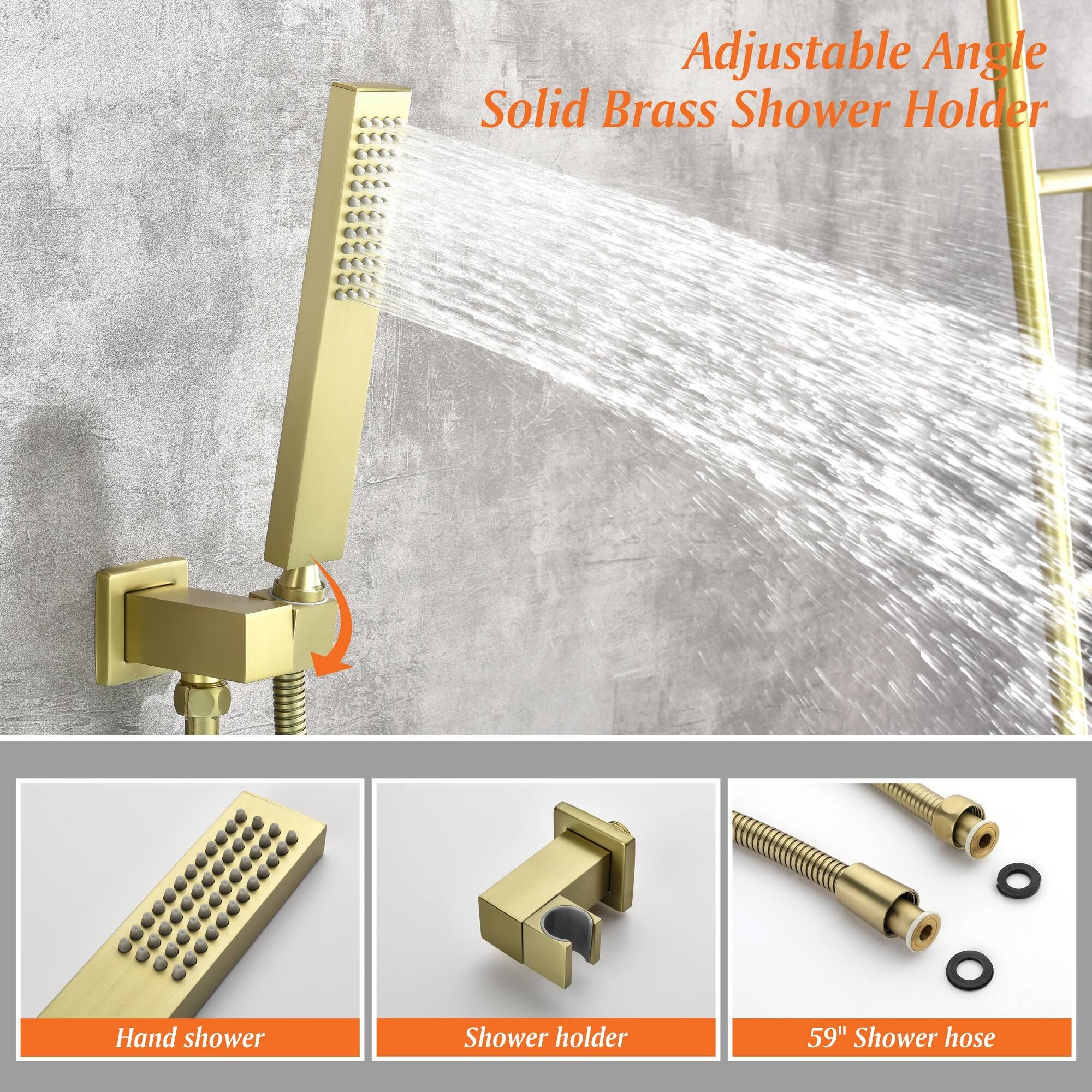 Adjustable Angle Solid Brass Shower Holder

Hand shower

Shower holder

59" Shower hose
