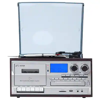 Victor Audio Cosmopolitan 8 in 1 Turntable Music Center with Victor Audio Cosmopolitan 8 in 1 Turntable Music Center with