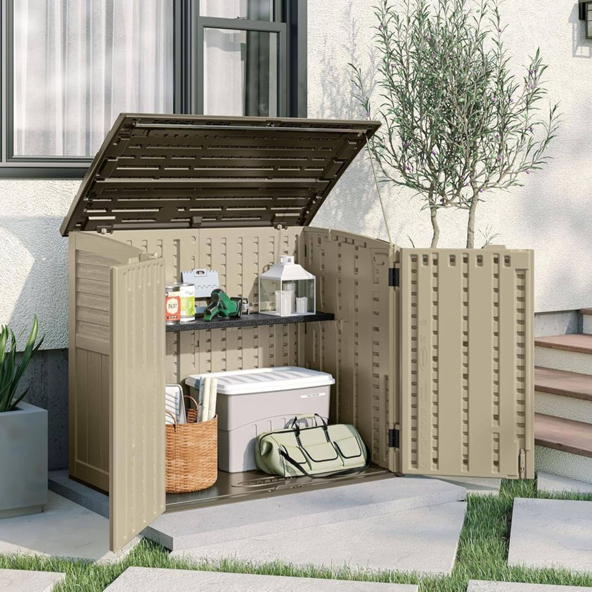 Alt View 8. Suncast - Suncast Horizontal Shed Shelf Kit Space Saving Wall Mount Outdoor Storage, Black - Black.