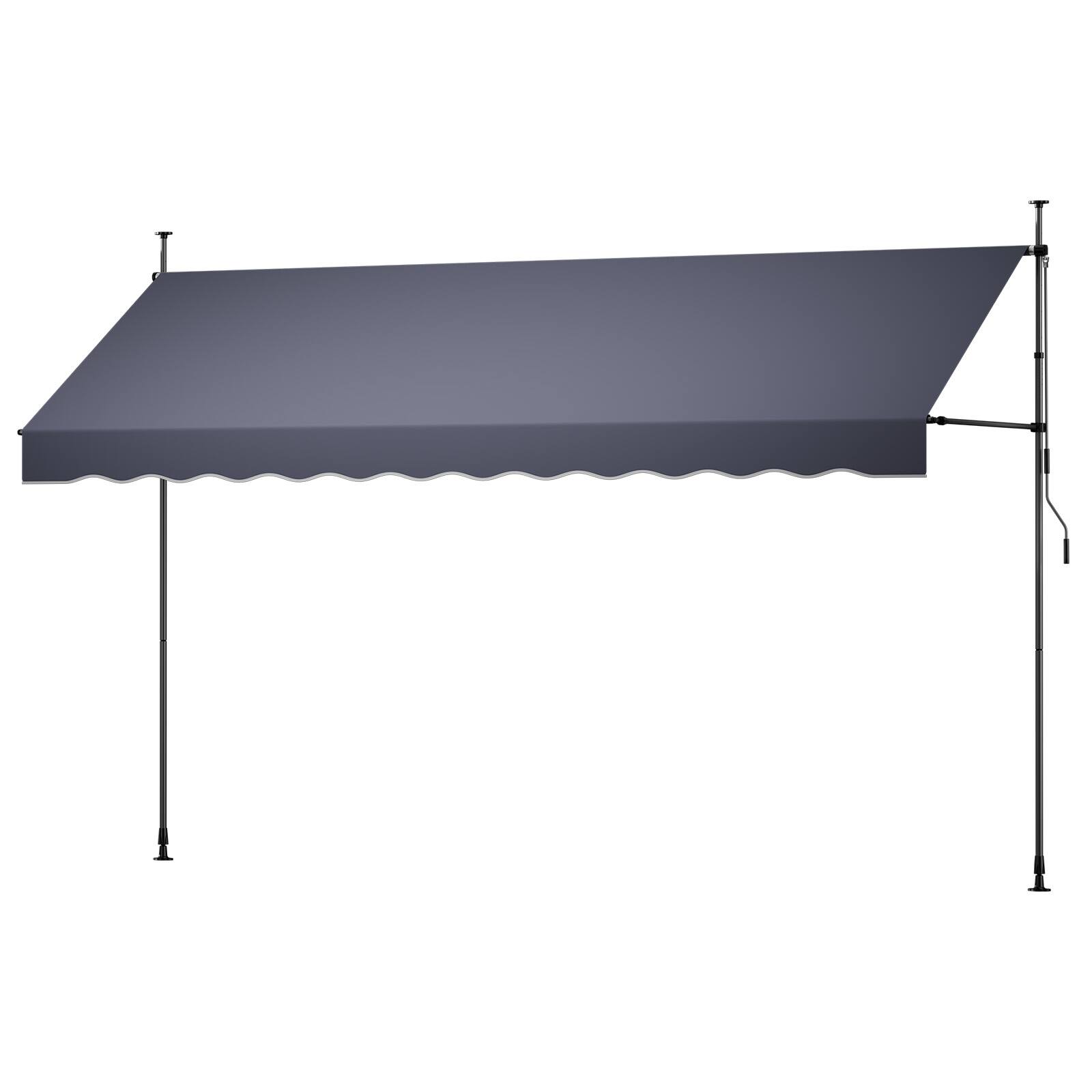 Alt View 5. VEVOR - Manual Retractable Awning, 157" Outdoor Retractable Patio Awning Sunshade Shelter, Height Adjustable Patio Door Window - Dark Gray.