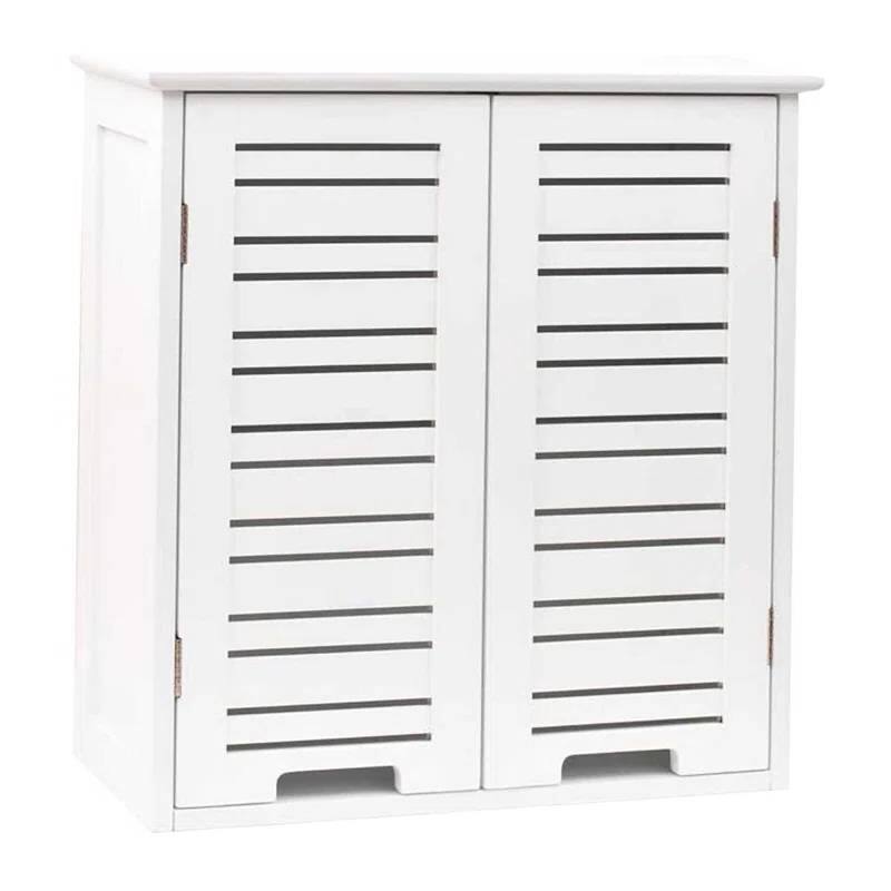 Hivvago - Wall-Mount Bathroom Storage Cabinet with Louver Doors Wood Finish - White
