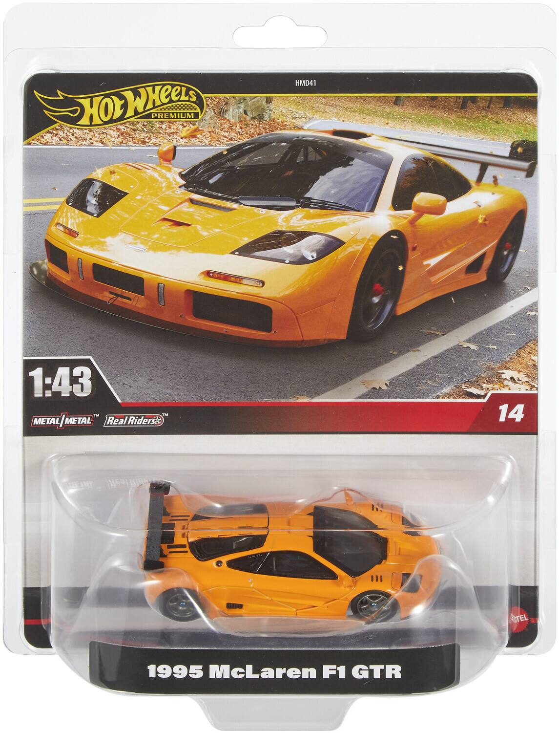 HOT WHEELS PREMIUM  
1:43  
HMD41  
METAL | METAL  
Real Riders  
1995 McLaren F1 GTR