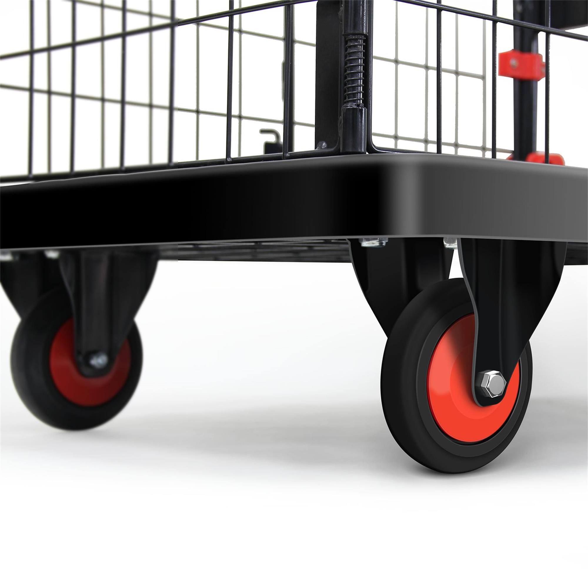 Alt View 2. Boyel Living - Black Folding Platform Hand Truck with Removable Wire Cage 660 lbs - Black.