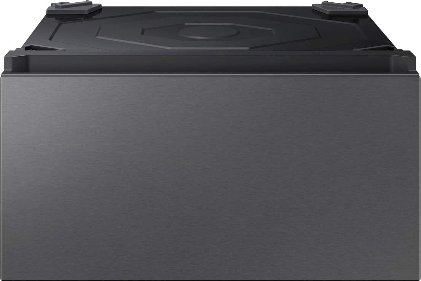 Front. Samsung - Bespoke 27" Wide Laundry Pedestal with Storage Drawer - Dark Steel.