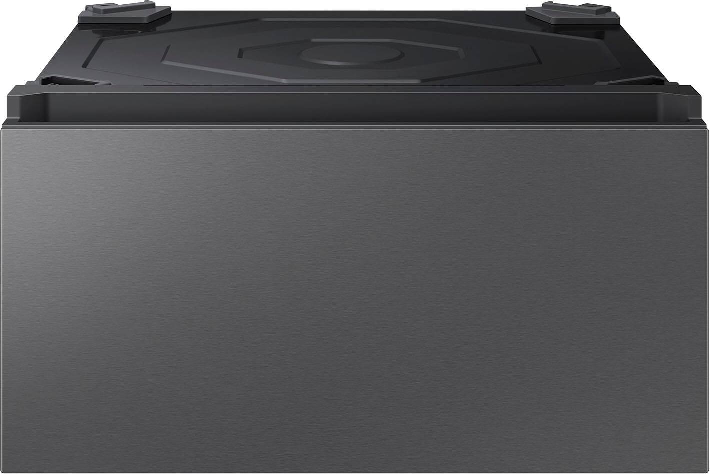 Front. Samsung - Bespoke 27" Wide Laundry Pedestal with Storage Drawer - Dark Steel.