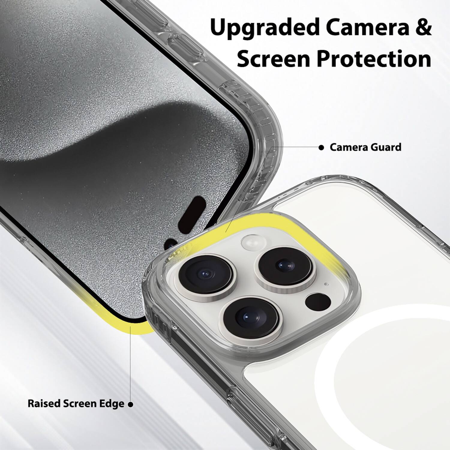 Upgraded Camera & Screen Protection

- Camera Guard
- Raised Screen Edge