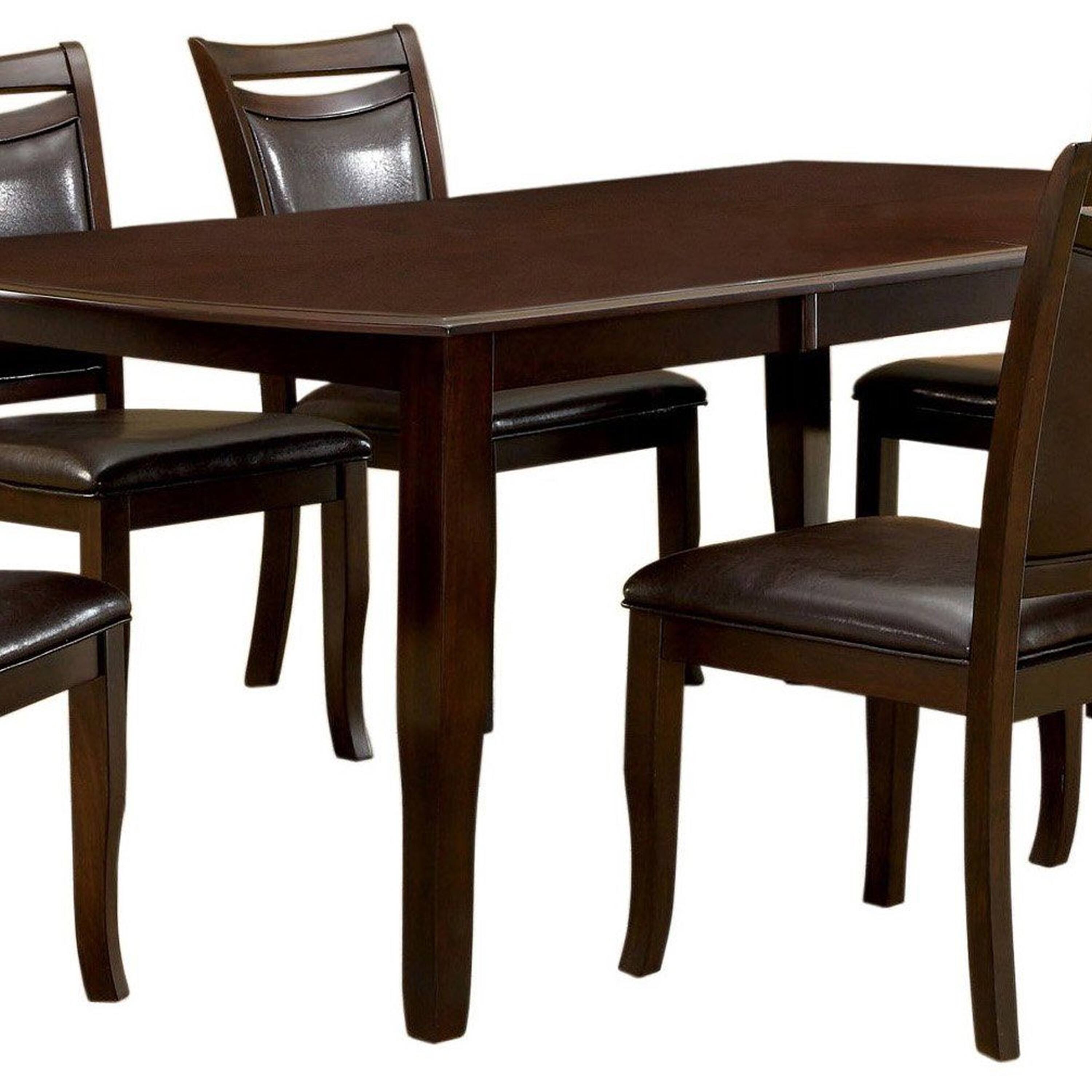 Alt View 3. Manhattan Lane - Woody 7pc Dining Table Set, 18-Inch Leaf, Espresso Faux Leather Chairs - Dark Cherry Brown, Espresso Brown.