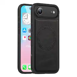 Dteck - Magnetic Case for Apple iPhone Air, Rugged Premium PU Leather Slim Case - Black