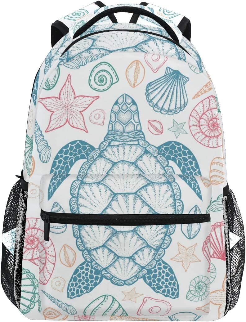 Cute Seashell School Backpack With Tropical Starfish & Coral