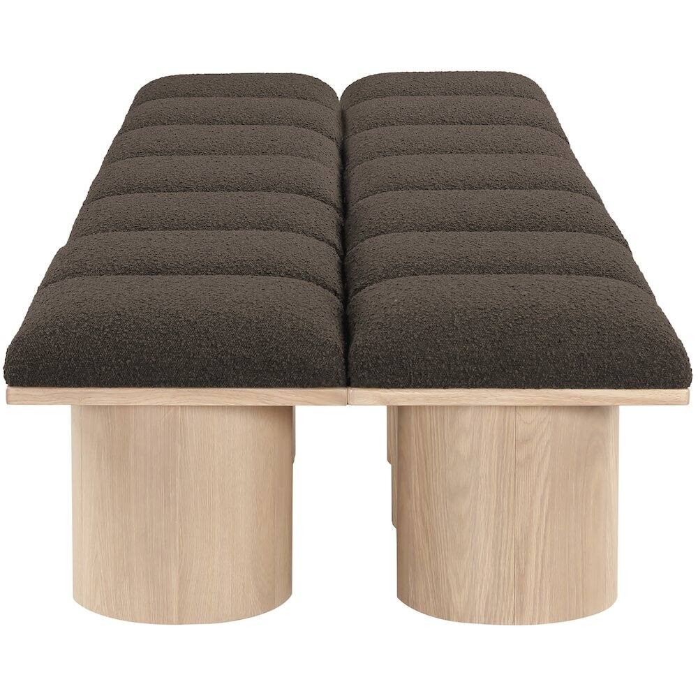 Alt View 2. Meridian Furniture - Pavilion Brown Boucle Fabric Bench - Brown.