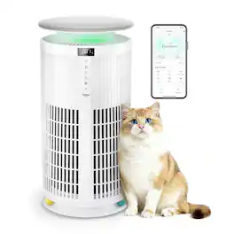 Yaber Pet - Yaber HEPA Air Purifier for Home Pets, Auto Mode PM2.5 VOC Monitor with Lights,for Home Large Room up to 2,410 ft² - White