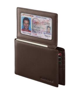 Vulpecula Spade - Genuine Leather Wallet for Men 12 Cards Mens Wallet Bifold Rfid Blocking with 2 ID Windows Card Holder Wallet with Gift - B-Coffee