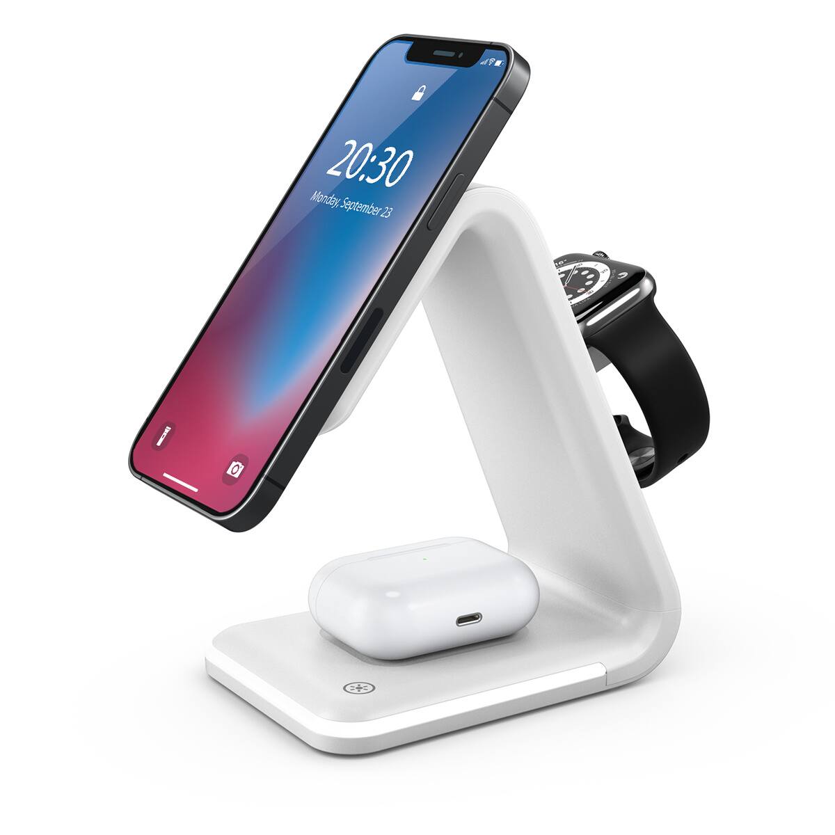 RISOKEYS - MagSafe 3-in-1 Fast Wireless Charger - Power Adapter Compatible with Apple iPhone Series, Magnetic iWatch Charging - White